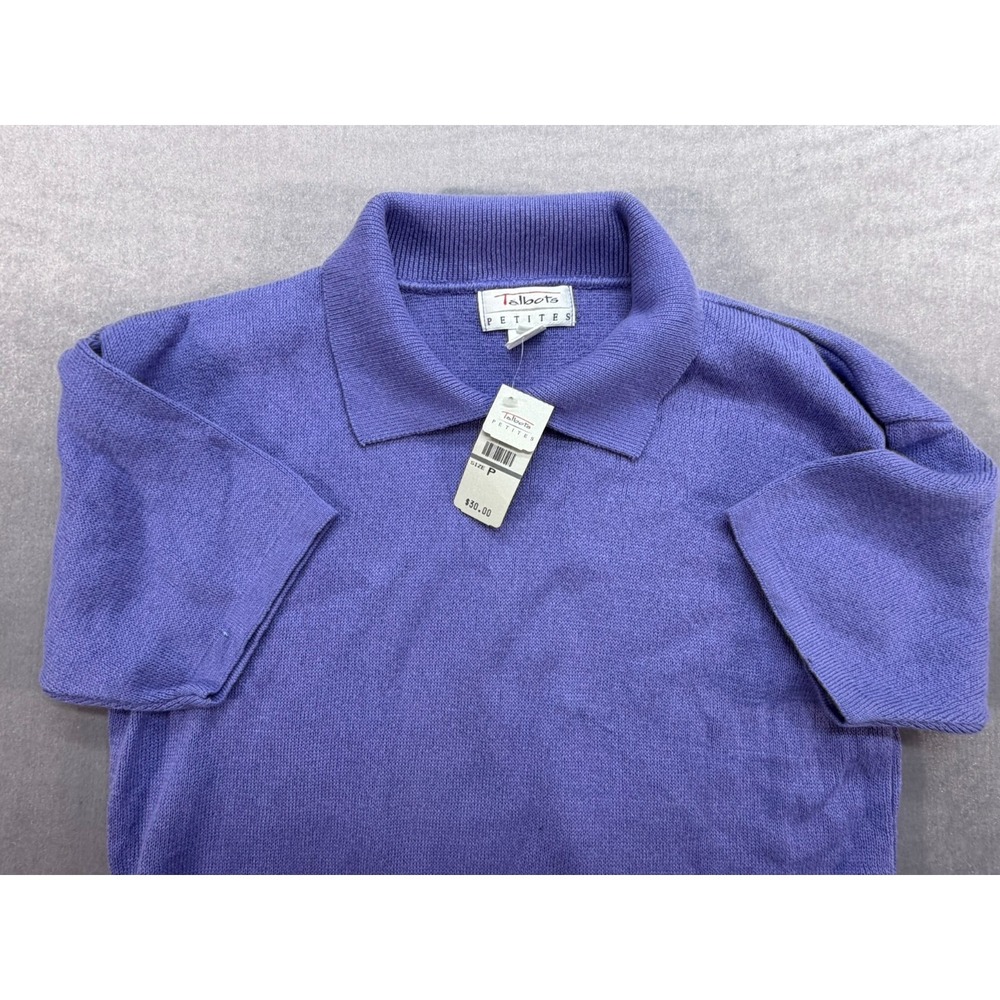 NWT Talbots Petites Women 100% Cotton Sweater Blue Made in USA Size Petite - Picture 2 of 12